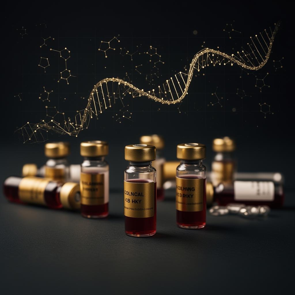 Clinical laboratory testing vials with DNA visualization